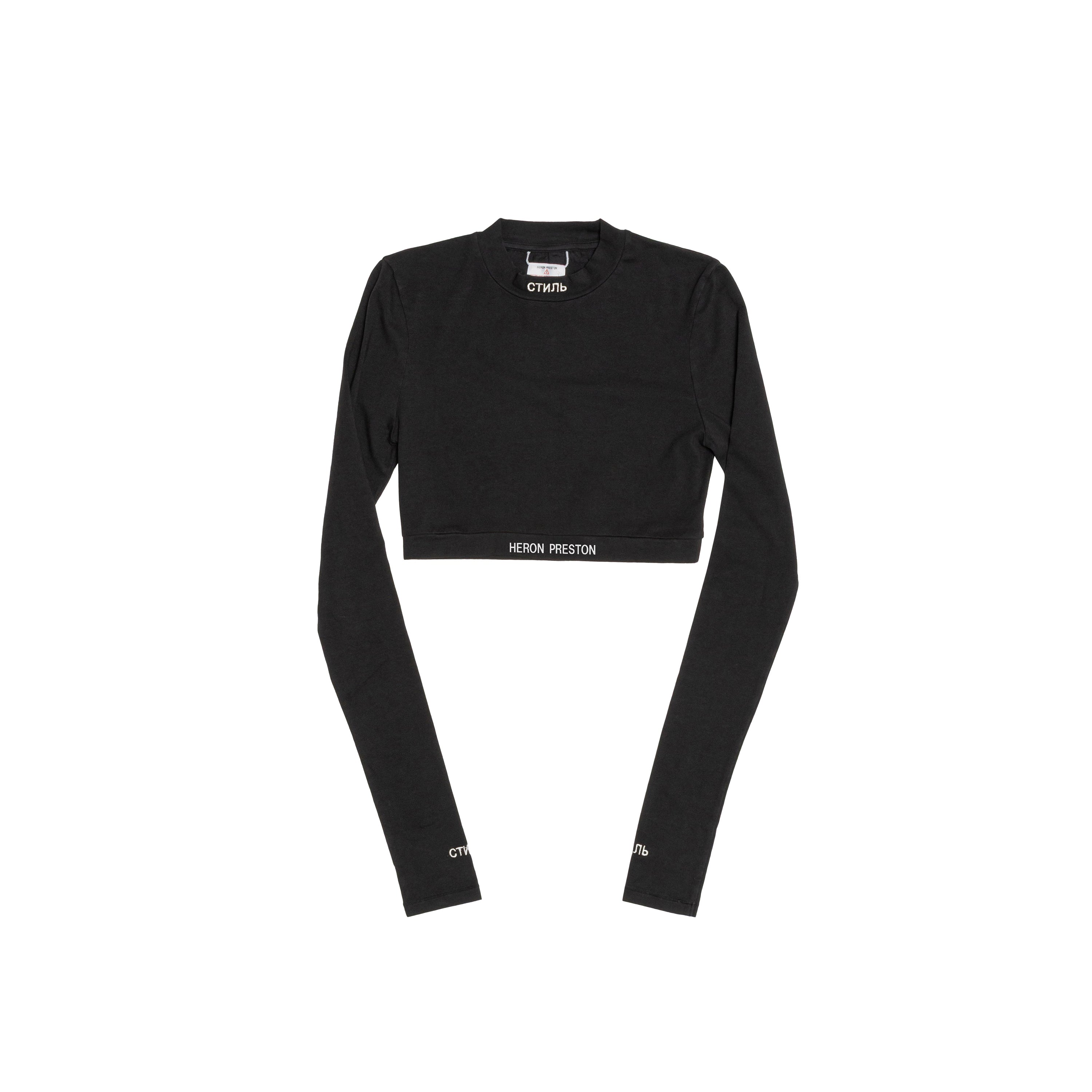 HERON PRESTON(ヘロンプレストン) ローゲージ リブニット トップス Black стиль Long Sleeve Crop Top